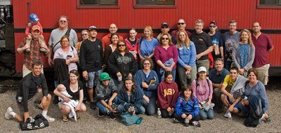 Southwest Sciences staff and families at the Cumbres and Toltec railroad station in Chama, NM