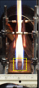 Fig. 1.  Laboratory flame in Wolfhard-Parker burner.